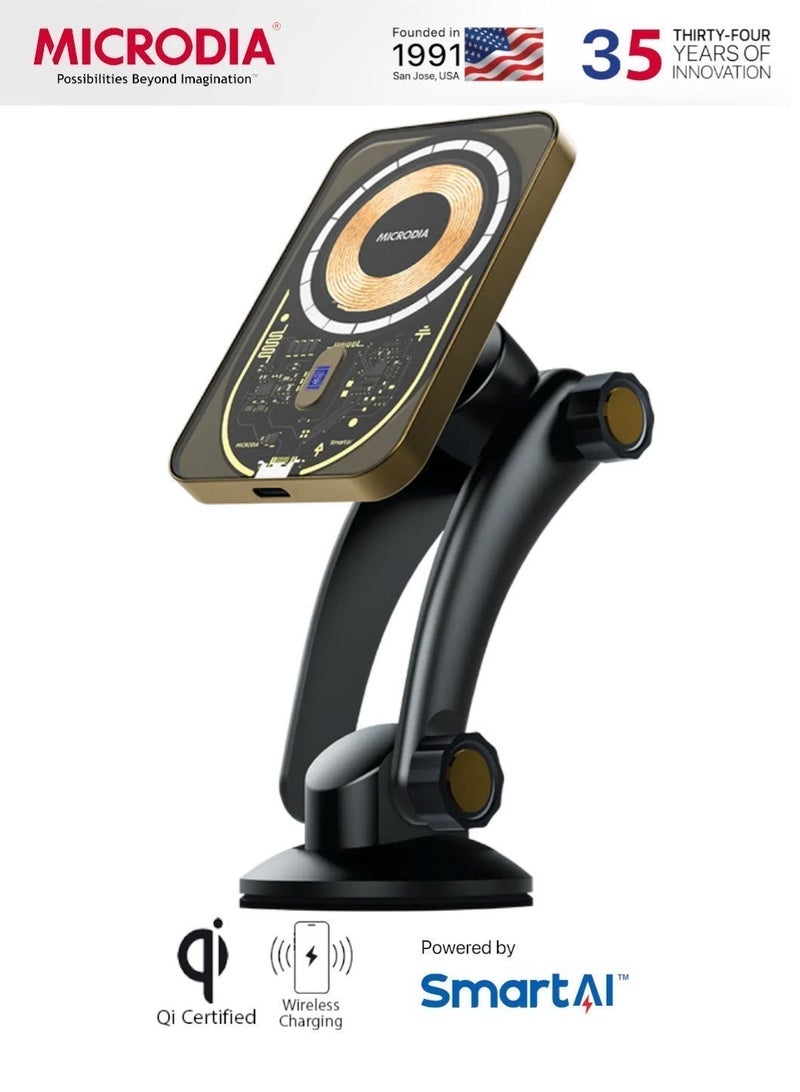 Microdia SNAPDrive Visi.Phantom 15W Wireless Car Charger w/Super Capacitor, Olivin - Image 1